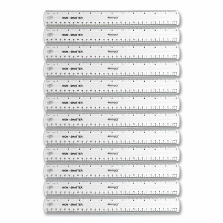 OFFICESPACE 12 in. Plastic Standard & Metric Non-Shatter Flexible Ruler, Clear, 12PK OF3761146